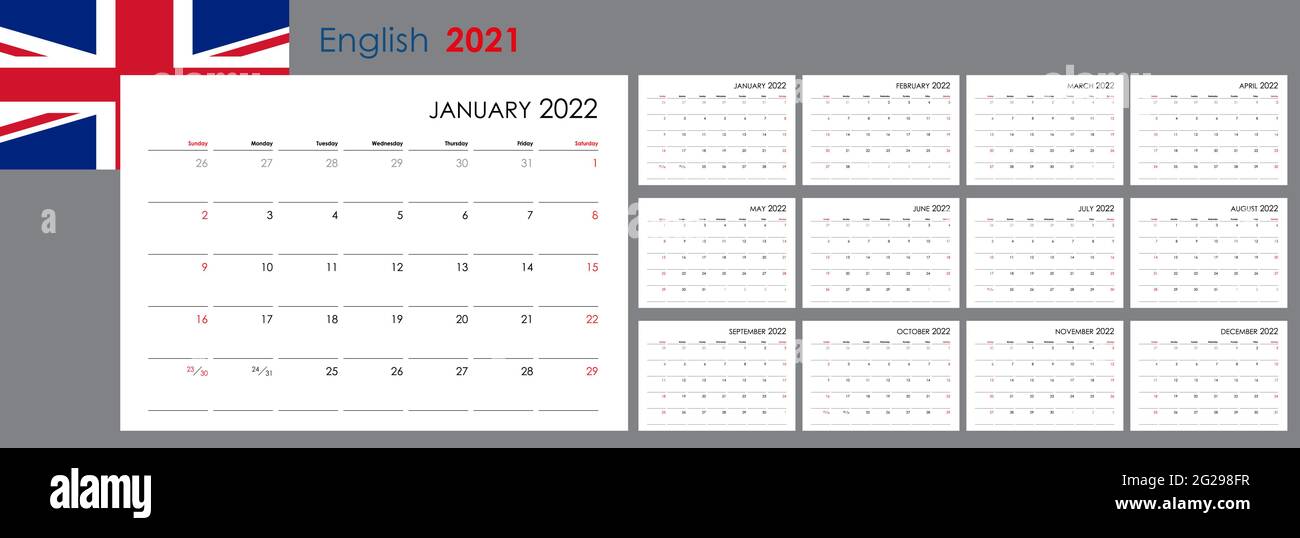 Calendar for 2022 year. An organizer and planner for every day. Week ...