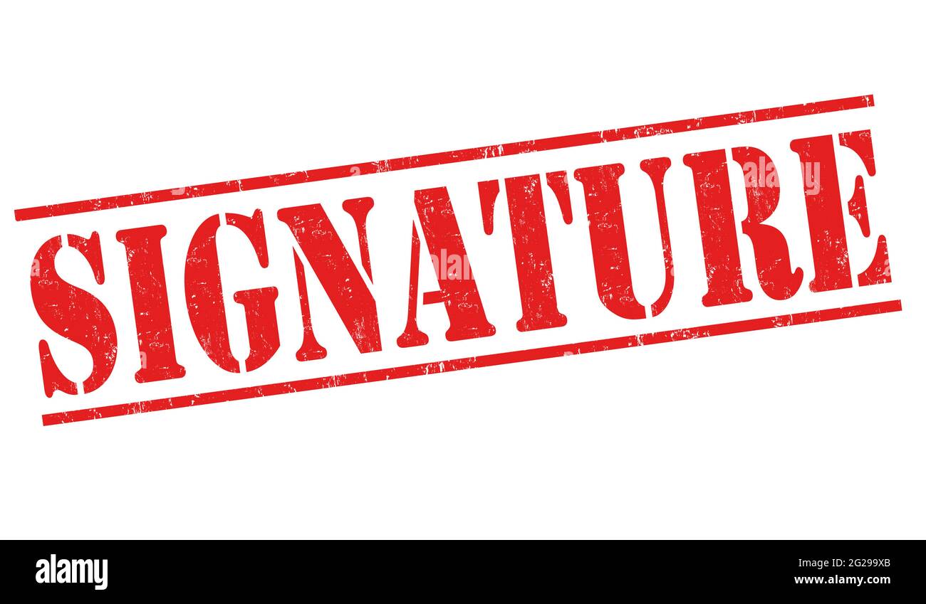 Red "signature" label on a white background, vector illustration Stock