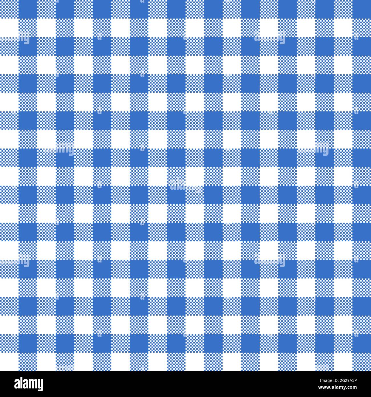 Blue and white checkered seamless pattern. Traditional gingham texture vector background in eps 10 Stock Vector