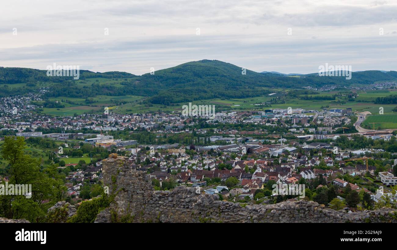 Landscape in western Switzerland from a bird's eye view Stock Photo