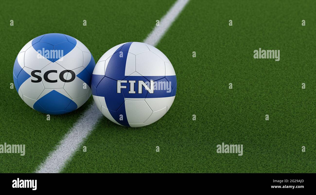 Scotland vs. Finland Soccer Match Leather balls in Scotland and