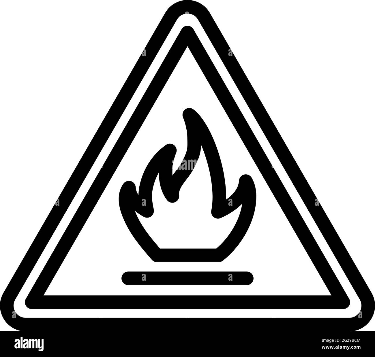Flammable Icon. Bold outline design with editable stroke width. Vector