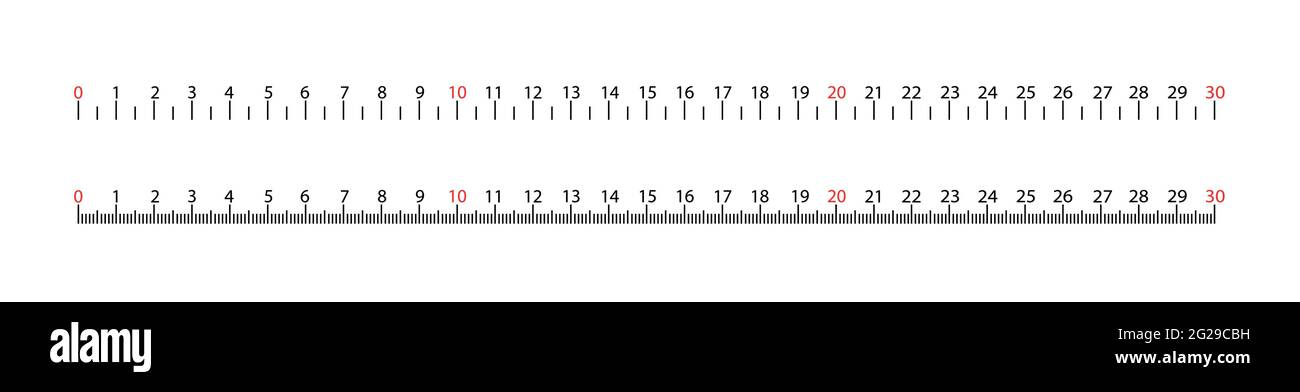Length measurement scale chart. Black on a white background. Stock Vector