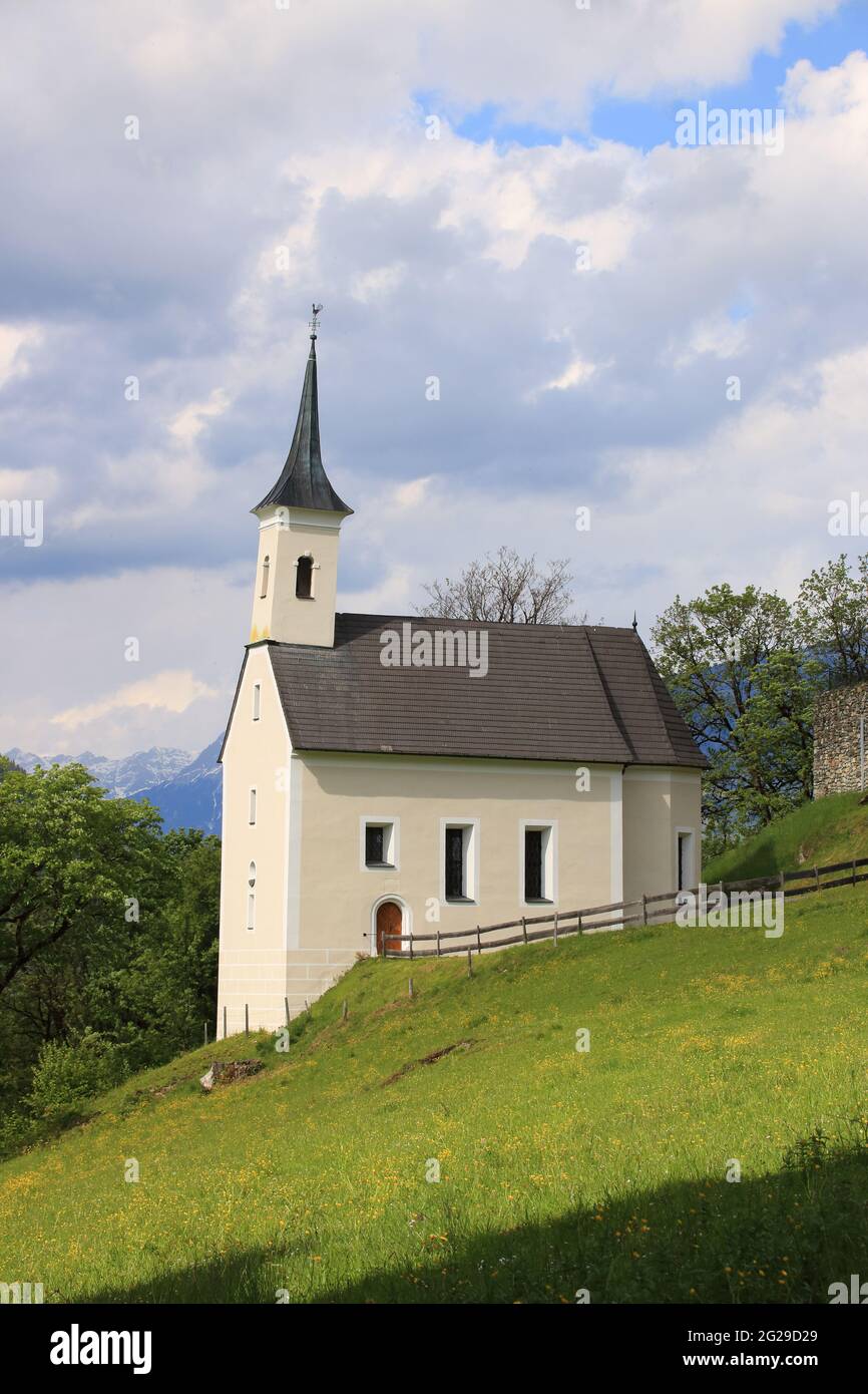 Chapel in front of the castle Kaprun at the Pinzgau, Austria. Stock Photo