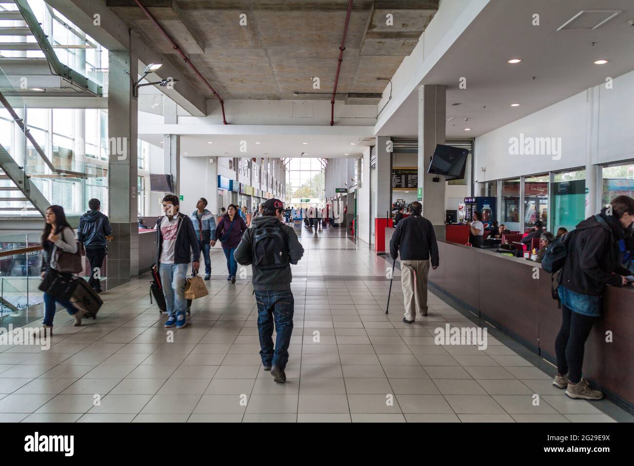 PUERTO MONTT, CHILE - MARCH 1, 2015: Interior of a bus terminal in Puerto Montt, Chile Stock Photo