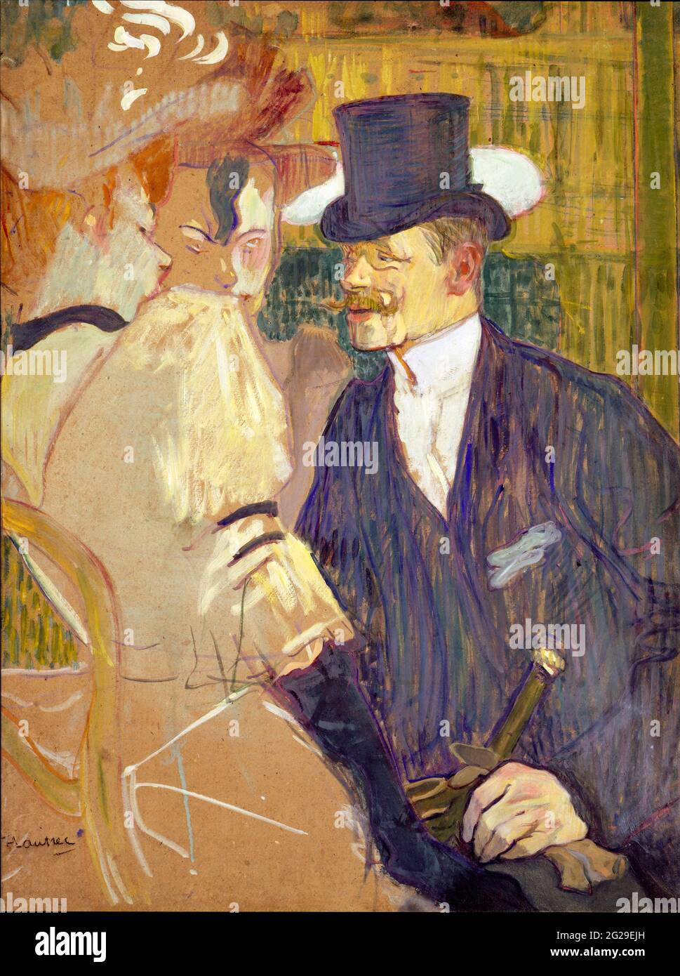 Toulouse-Lautrec painting. 'The Englishman (William Tom Warrener) at the Moulin Rouge' by Henri de Toulouse-Lautrec (1864-1901), oil on cardboard, 1892 Stock Photo