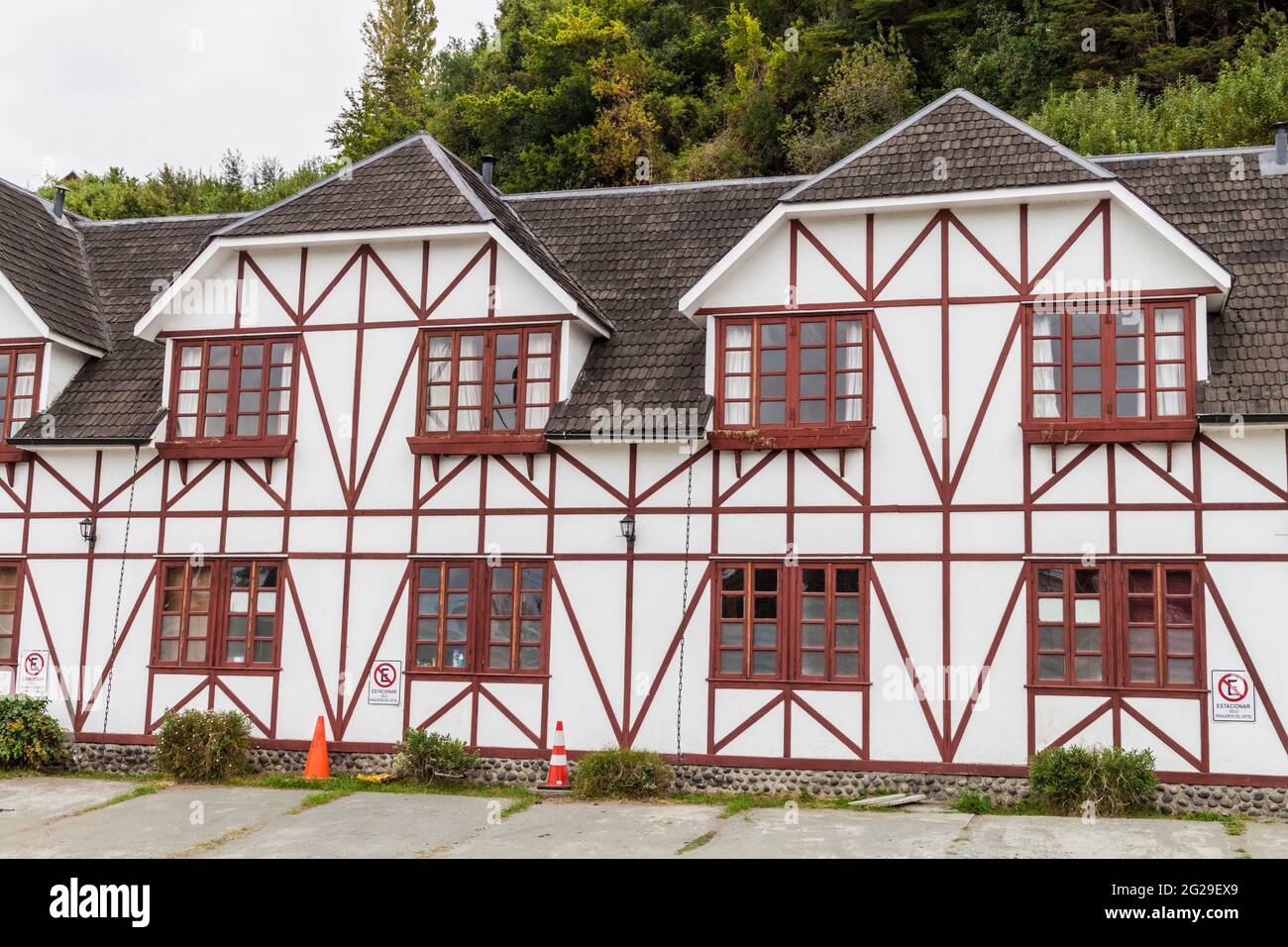 Half timbered houses in Frutillar village, Chile Stock Photo Alamy