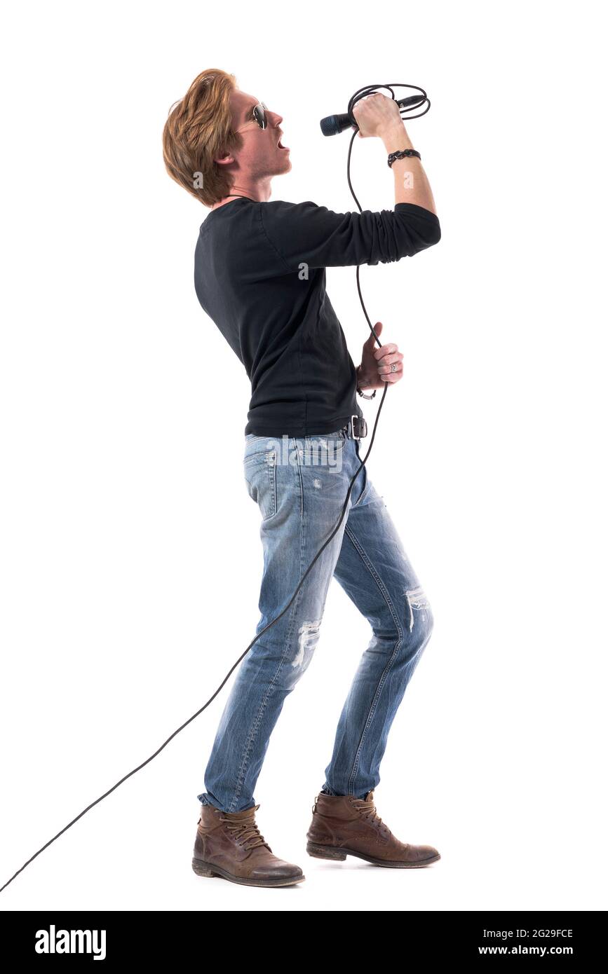 Screaming into mic Cut Out Stock Images & Pictures Alamy