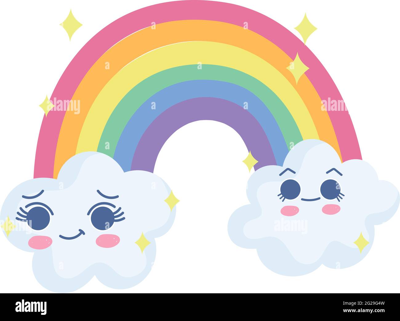 kawaii rainbow clouds Stock Vector Image & Art - Alamy