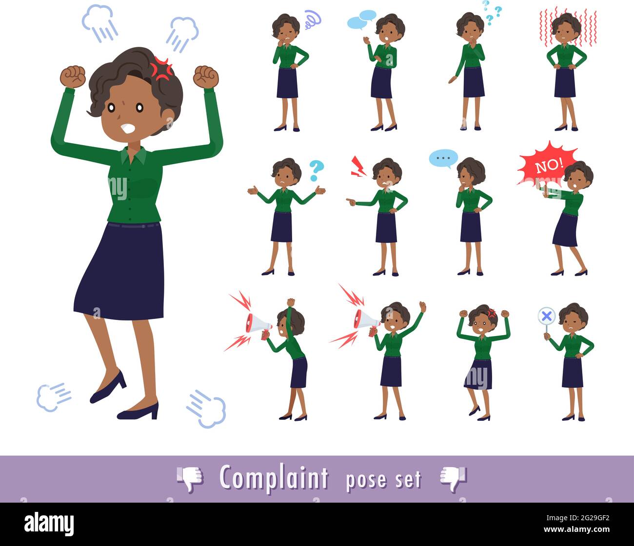 A set of Black business women expressing their discontent.It's vector art so easy to edit. Stock Vector