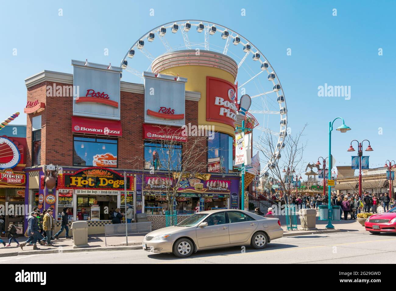 Main avenue and plaza in Niagara Falls city a Canadian city on the