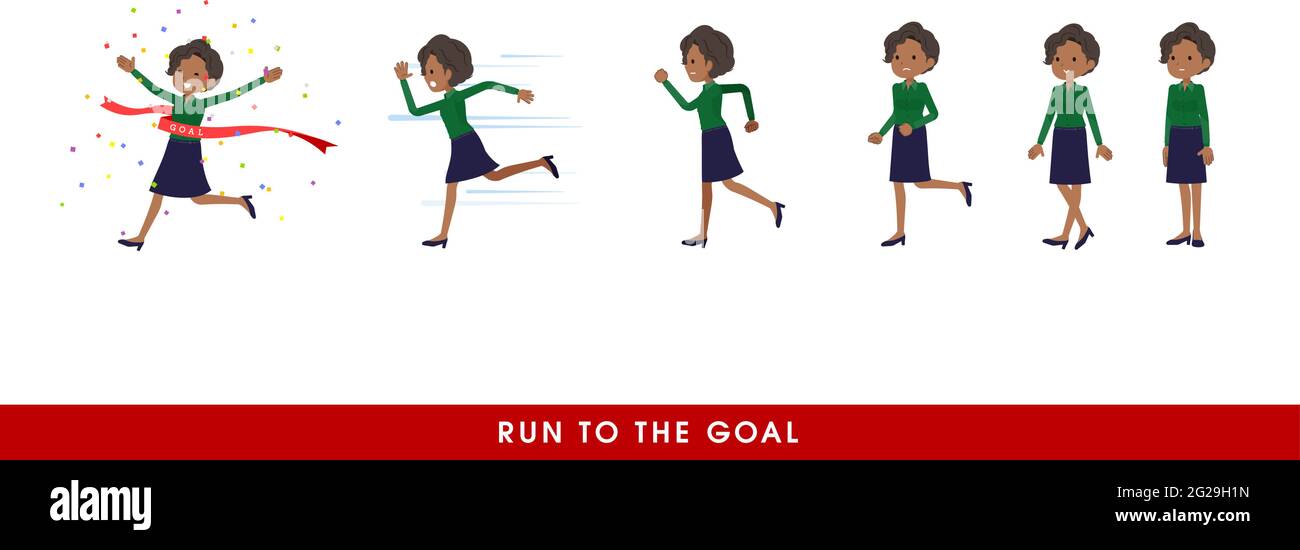A set of Black business women who start running gradually.It's vector art so easy to edit. Stock Vector