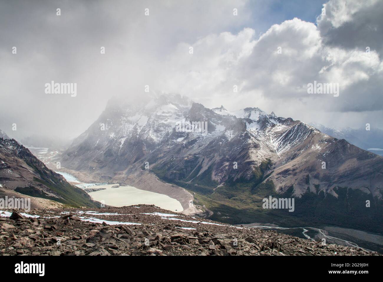 Mountains and Laguna Torre lake in National Park Los Glaciares, Argentina Stock Photo