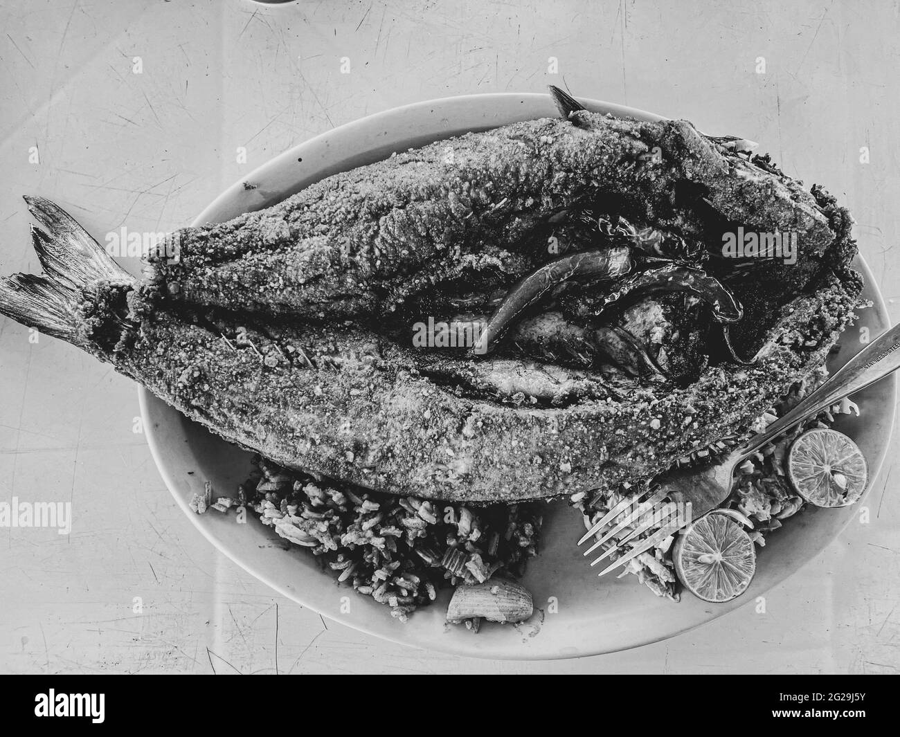 Fried fish. fried smooth fish. Mullet, Flat-headed mullet. Mullet ...