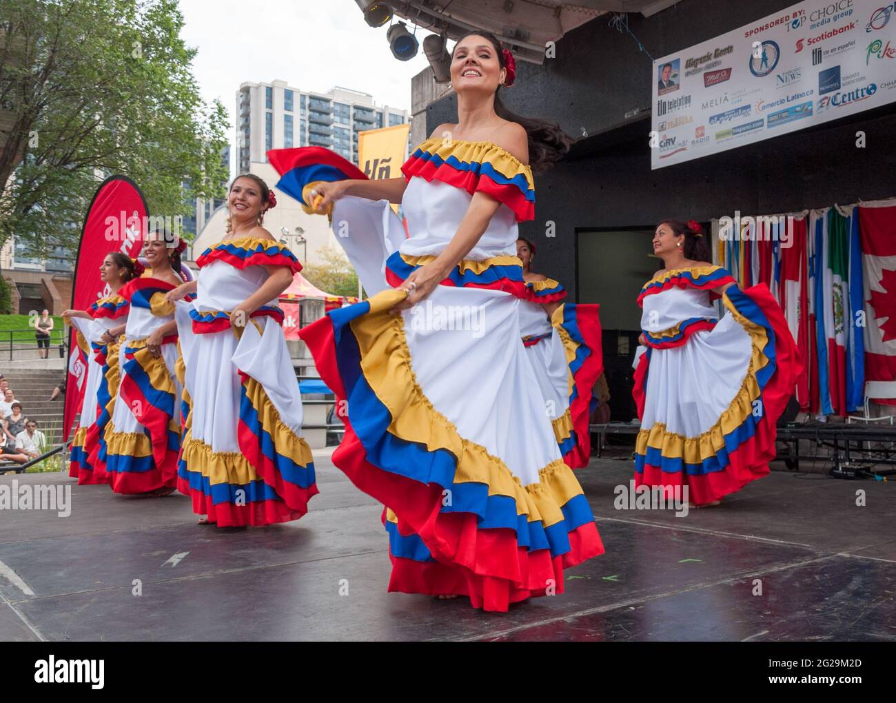 Colombian cumbia performers during the Hispanic Fiesta in Mel Lastman's Square. Aug. 31, 2013 Stock Photo
