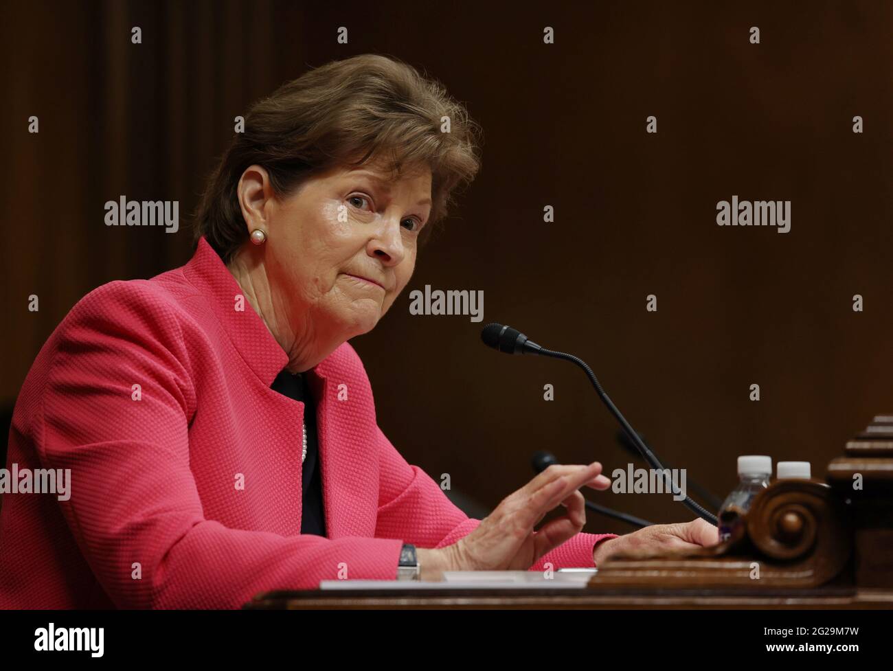 U S Sen Jeanne Shaheen D Nh Questions Xavier Becerra Secretary Of The Department Of Health And Human Services Hhs As He Testifies Before A Senate Appropriations Subcommittee At The U S Capitol In Washington