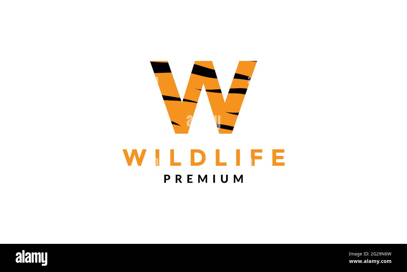 letter W for wild  tiger logo vector icon illustration design Stock Vector