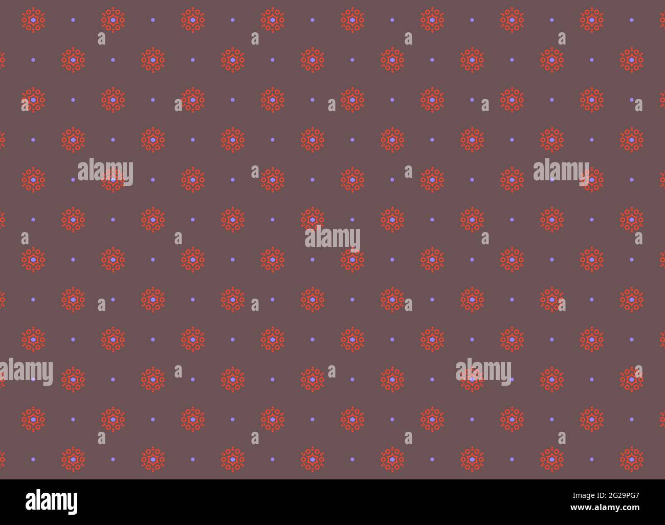 Seamless pattern of red mandala elements in the brown background Stock Photo