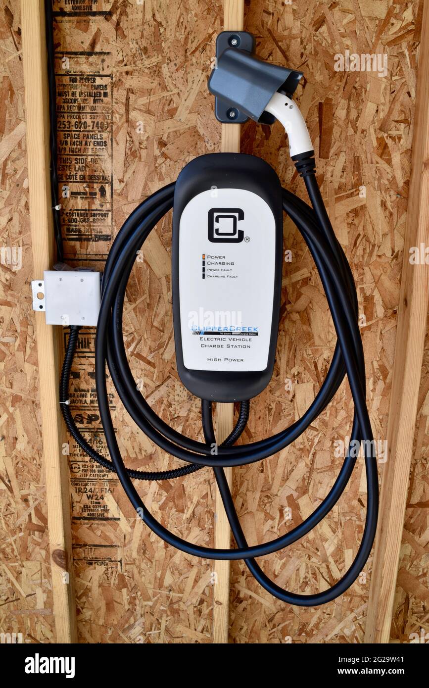 Clipper creek electric vehicle charging station hi res stock