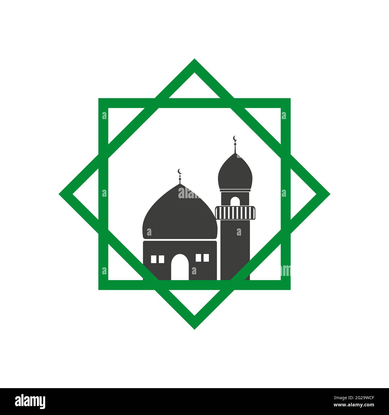 Mosque icon logo vector design. Silhouette mosque on white isolated background Stock Vector