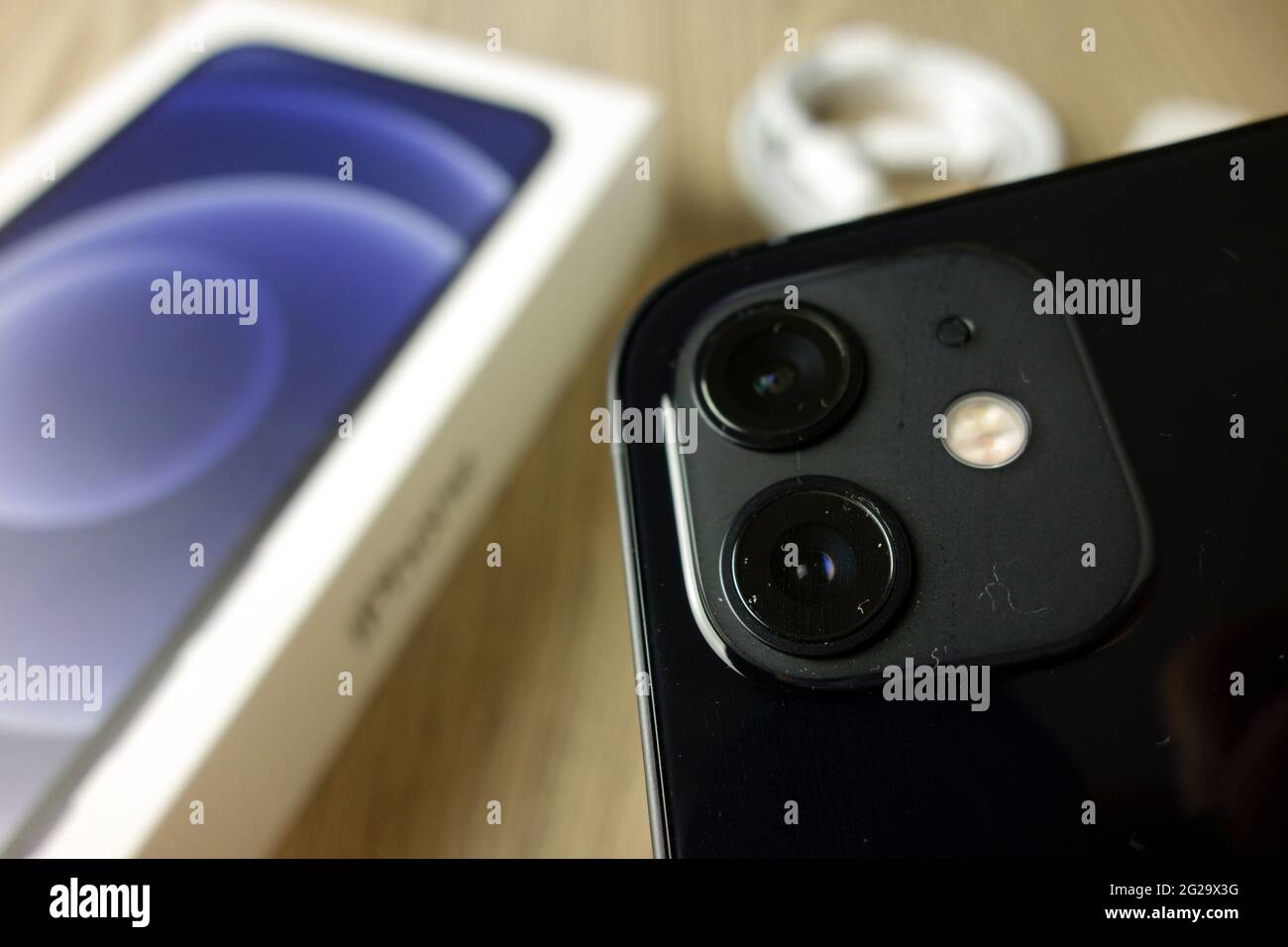 New Delhi, India - June 22, 2022: Unboxing iphone 13 blue color variant  isolated on white background Stock Photo - Alamy