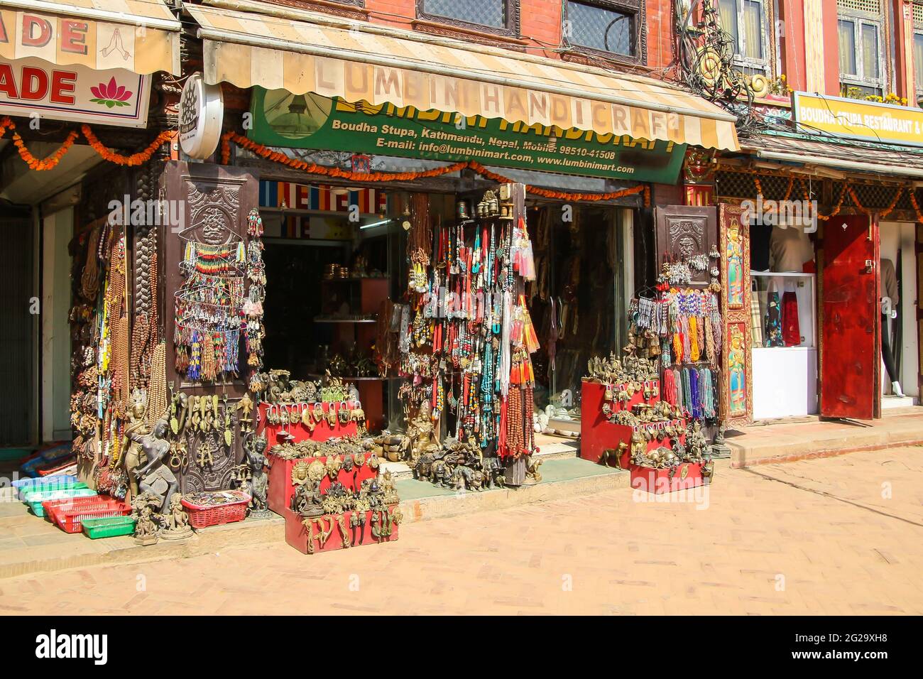 View of a handicraft shop in the precincts of the great stupa, Boudha