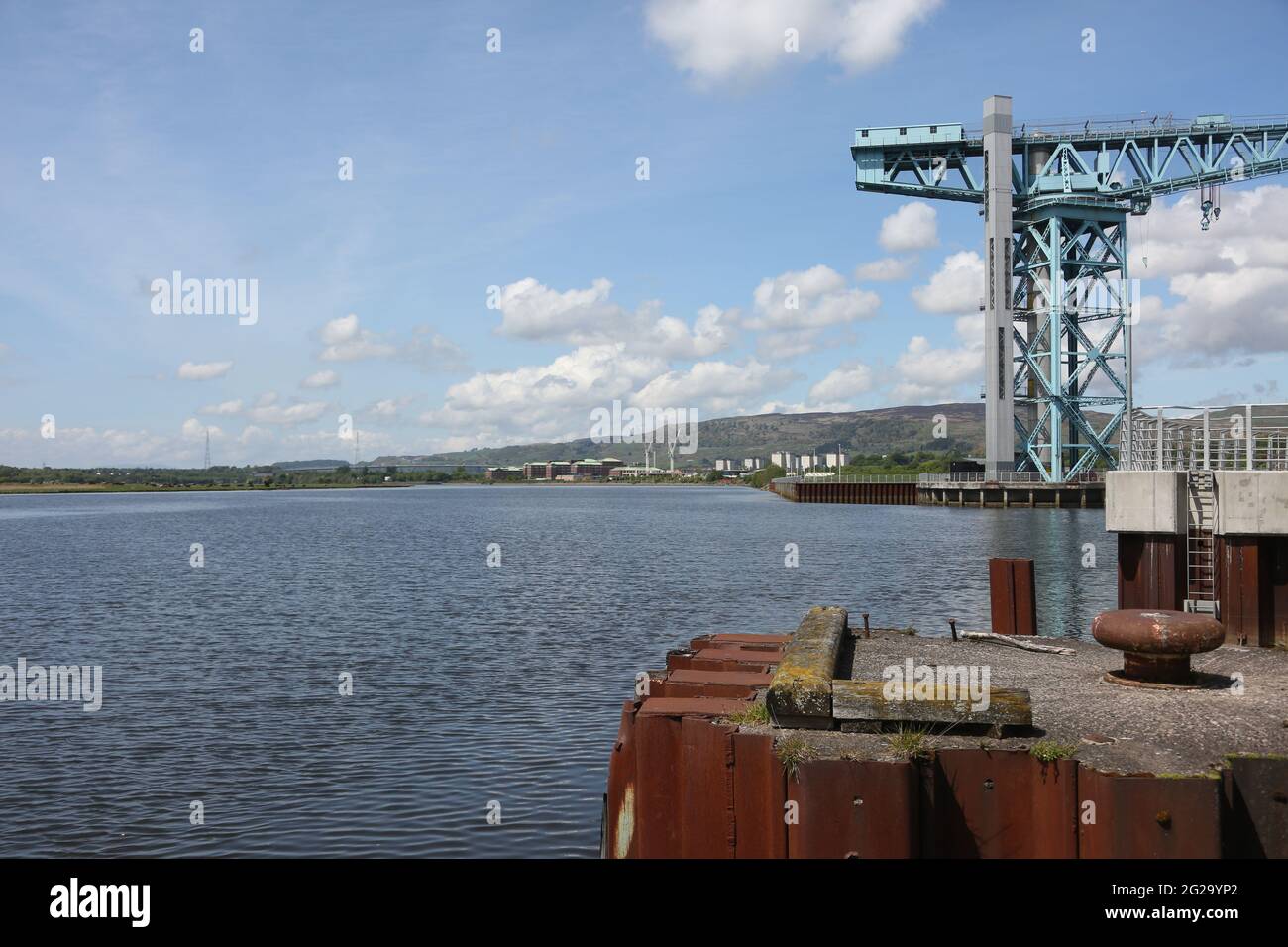 Titan Clydebank, more commonly known as the Titan Crane is a 150-foot-high (46 m) cantilever crane at Clydebank, West Dunbartonshire, Scotland. Stock Photo