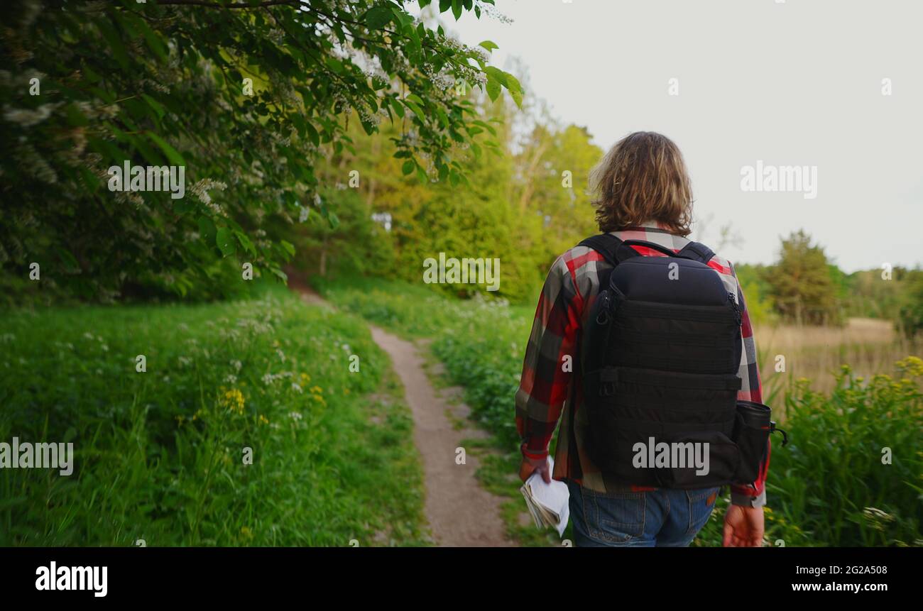 Walk With Rucksack Male outside rucksack hi-res stock photography and images - Alamy