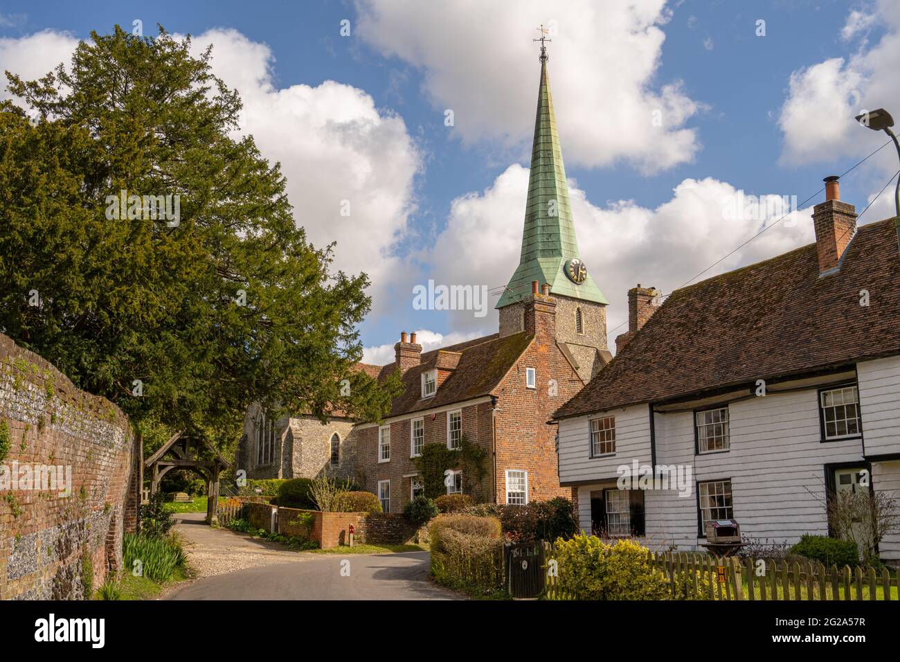 St John the Baptist church Barham Kent, in spring sunshine Stock Photo