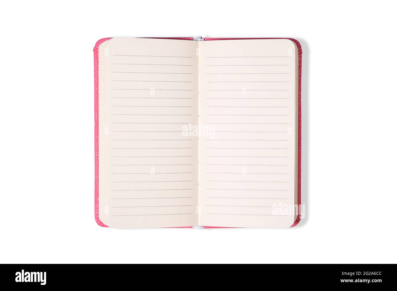 Blank open office Notepad or notebook isolated. Mock up. Top view. Stock Photo