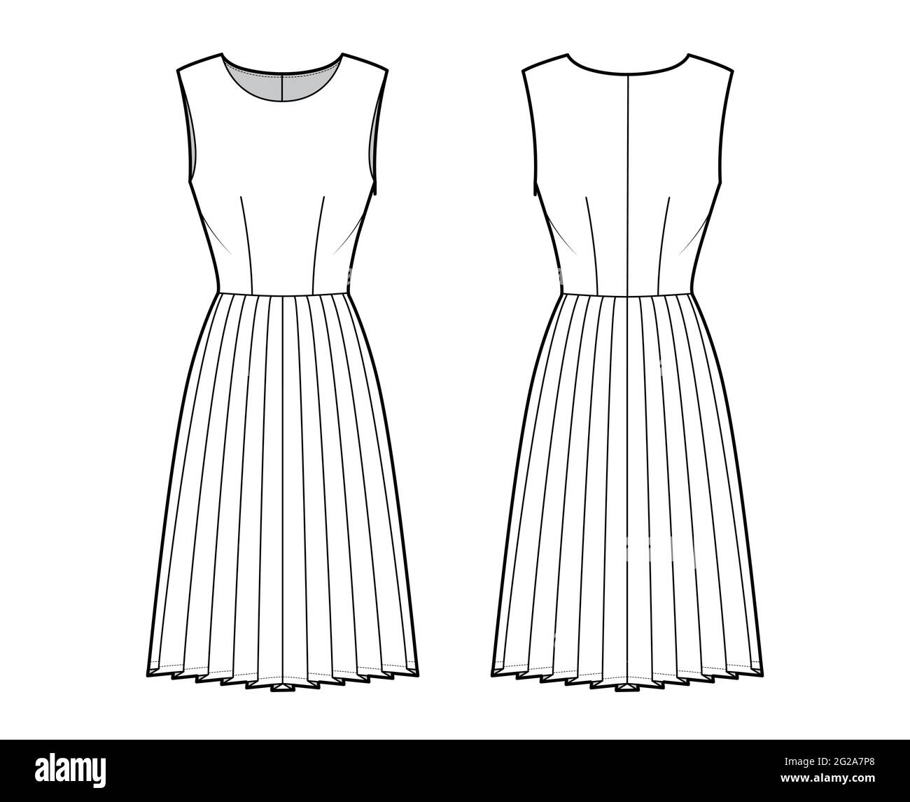 Premium Vector  School skirt with folds fashion flat sketch