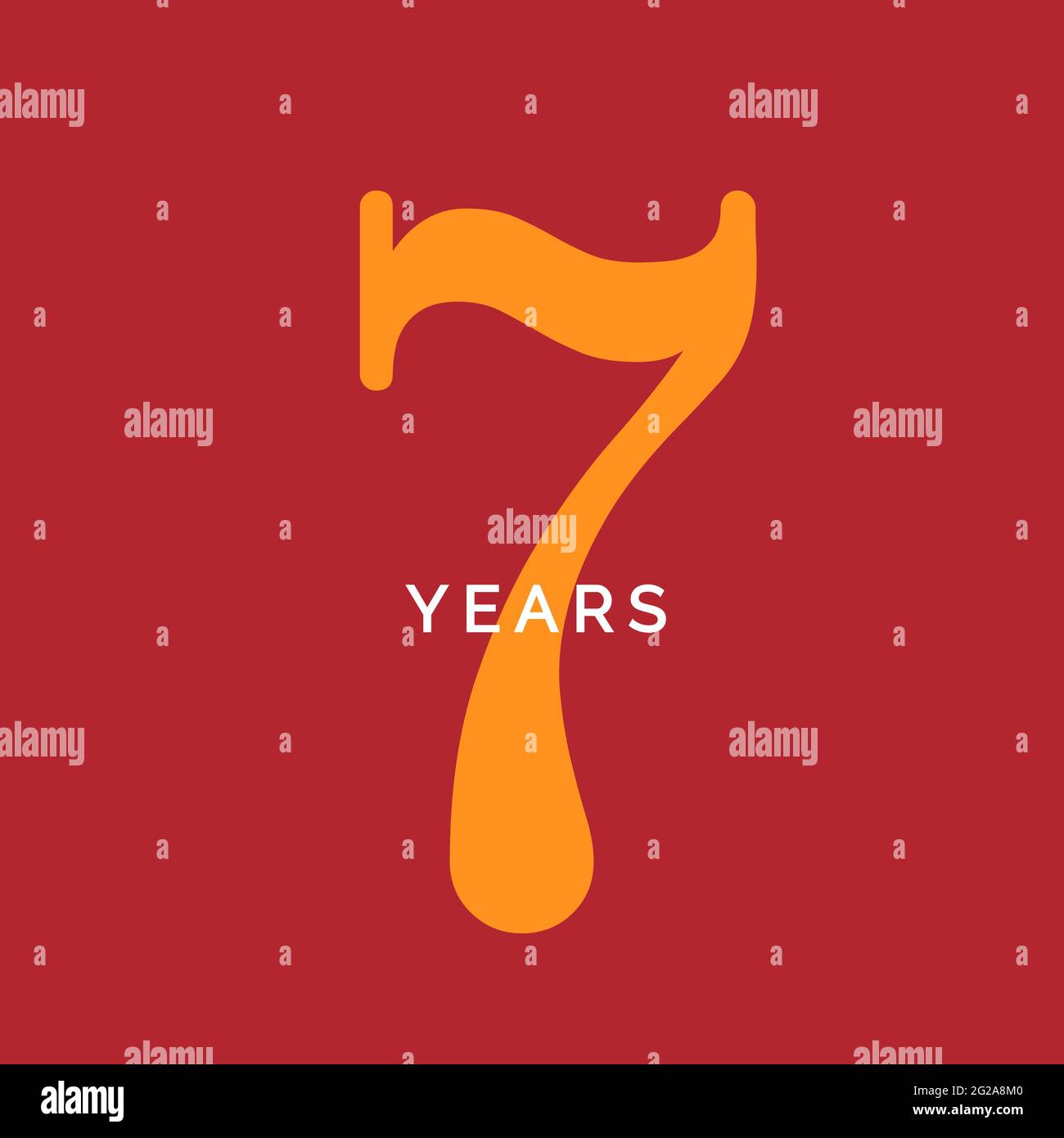 Seven years symbol. Seveth birthday emblem. Anniversary sign, number 7 logo concept, vintage