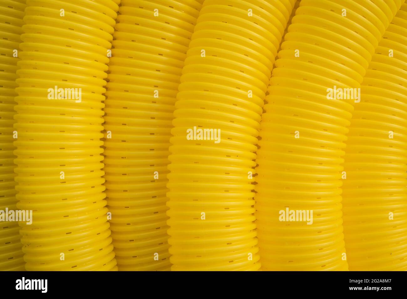 drainage water hose on a construction site Stock Photo