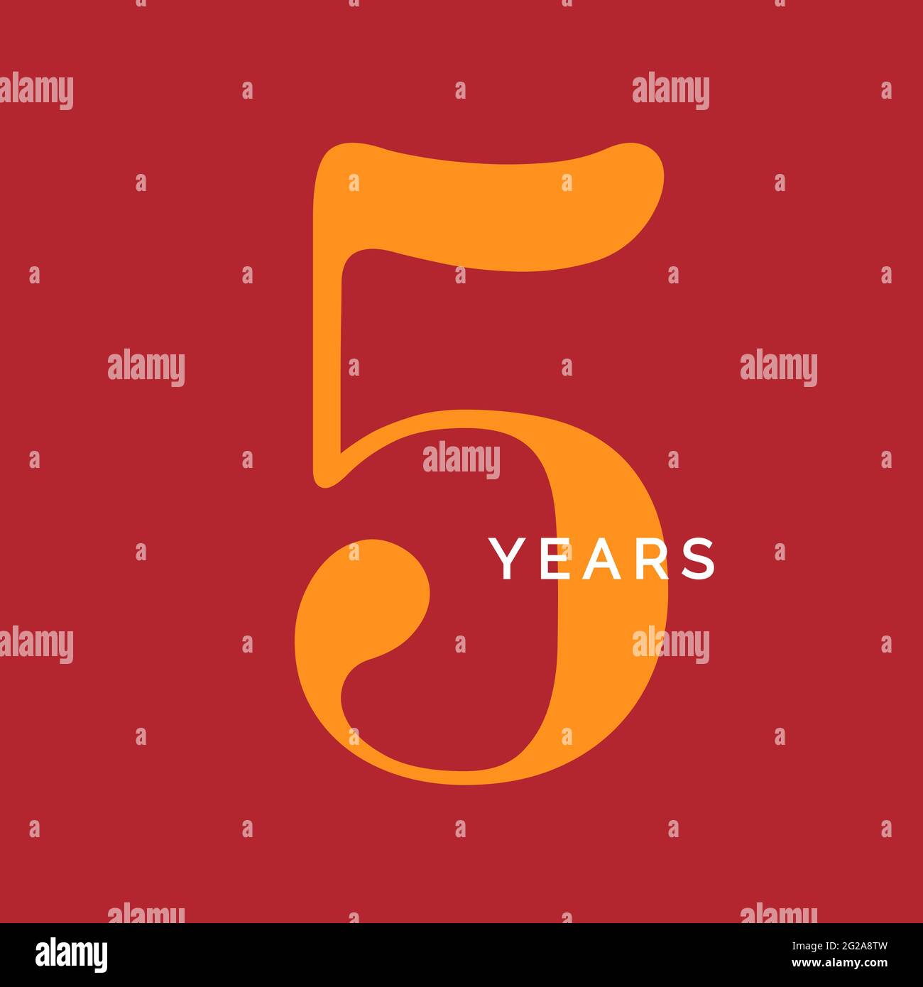 Five years symbol. Fifth birthday emblem. Anniversary sign, number 5 logo concept, vintage poster template, vector illustration Stock Vector