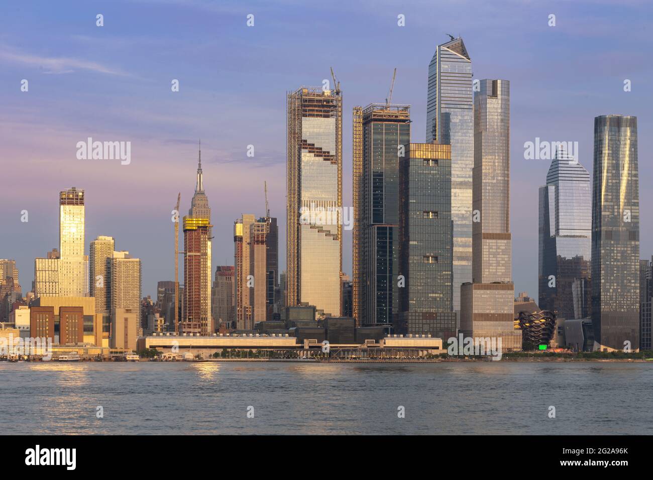 New York, NY - USA - June 7, 2021: Landscape view of Manhattan's westside, featuring the new Hudson Yards. Stock Photo
