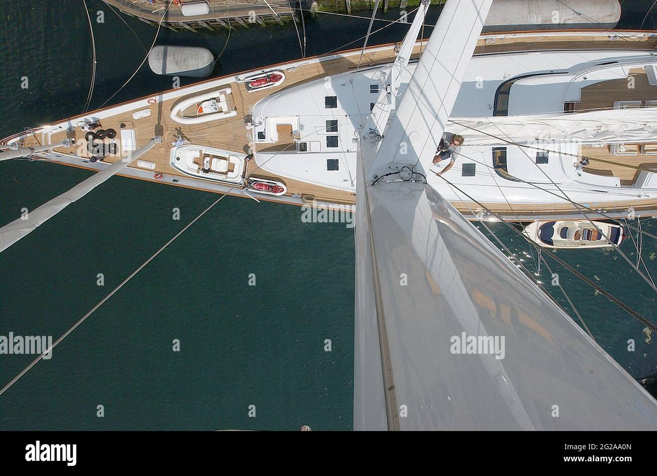 VIEW FROM THE TOP OF THE 295 FOOT MAST ABOARD MIRABELLA V THE WORLD ...