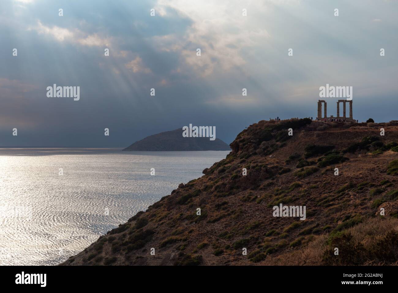 Dramatic cloudscape over the Temple of Poseidon at Cape Sounion, Greece ...