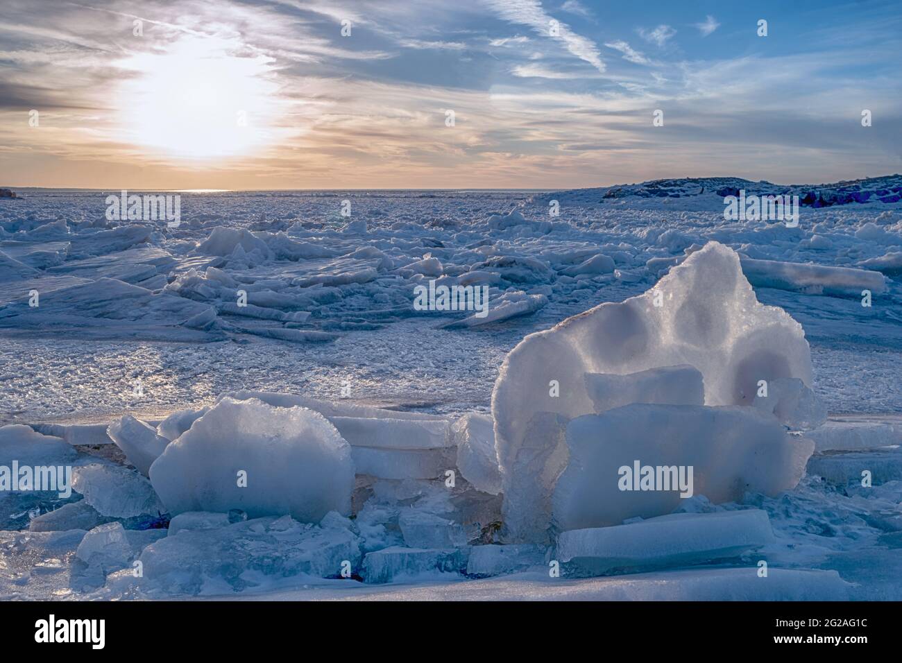 Presque Isle State Park Winter Sunset 1 Stock Photo Alamy