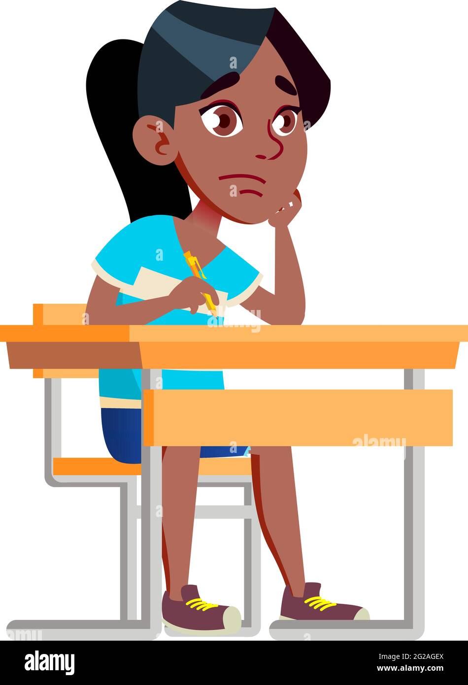 bored girl copying from board at school cartoon vector Stock Vector Image &  Art - Alamy