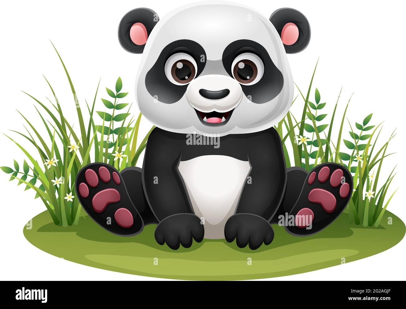 Cartoon little panda sitting in the grass Stock Vector Image & Art - Alamy