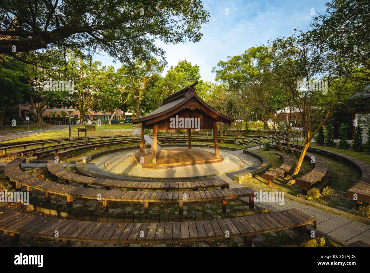 The sumo wrestling ring at Daxi Zhongzheng Park in Taoyuan, taiwan Stock Photo
