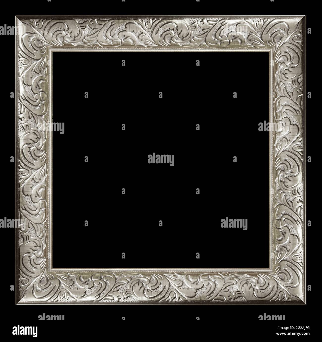 silver vintage picture and photo frame isolated on black background Stock Photo
