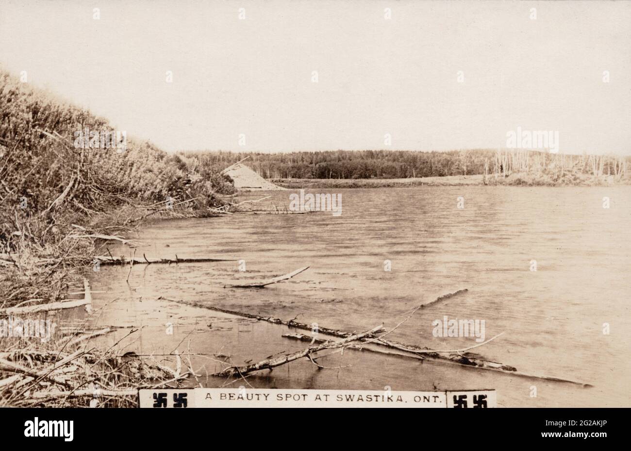 Water scene, Swastika Ontario Canada, unknown photographer, old postcard Stock Photo