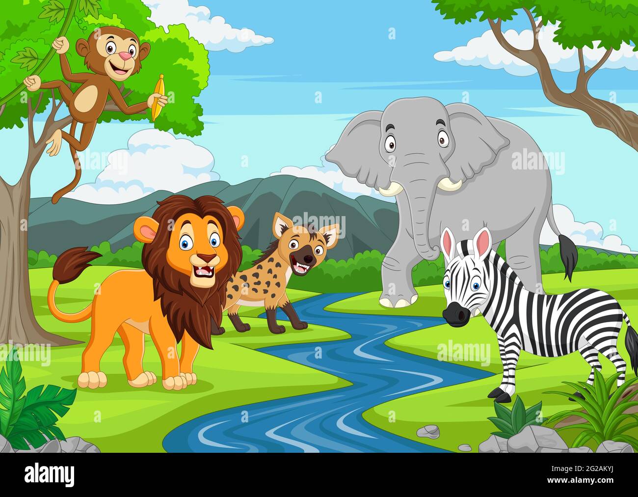 Wild animals in the jungle Stock Vector Image & Art - Alamy