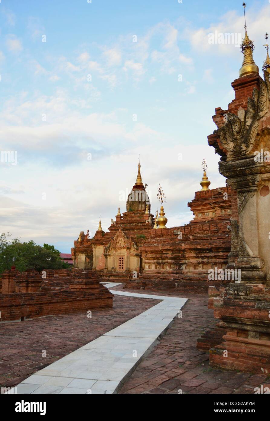 Exterior of the stupas in the complex of Bagan Archaeological Zone Stock Photo