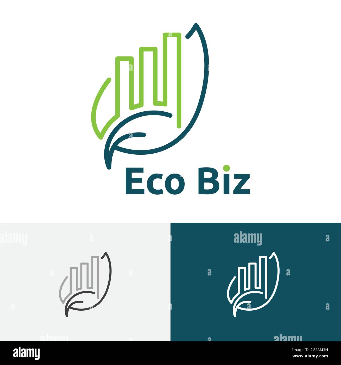 Eco Green Leaf Investing Business Financial Bar Chart Logo Stock Vector