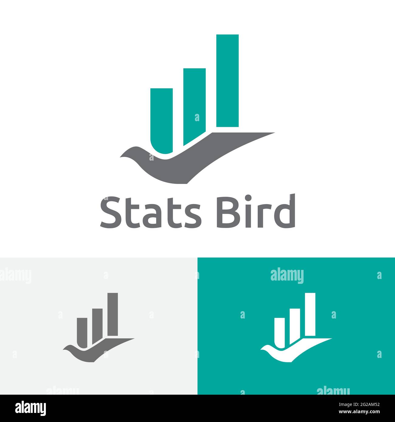 Flying Bird Investing Business Financial Bar Chart Logo Stock Vector