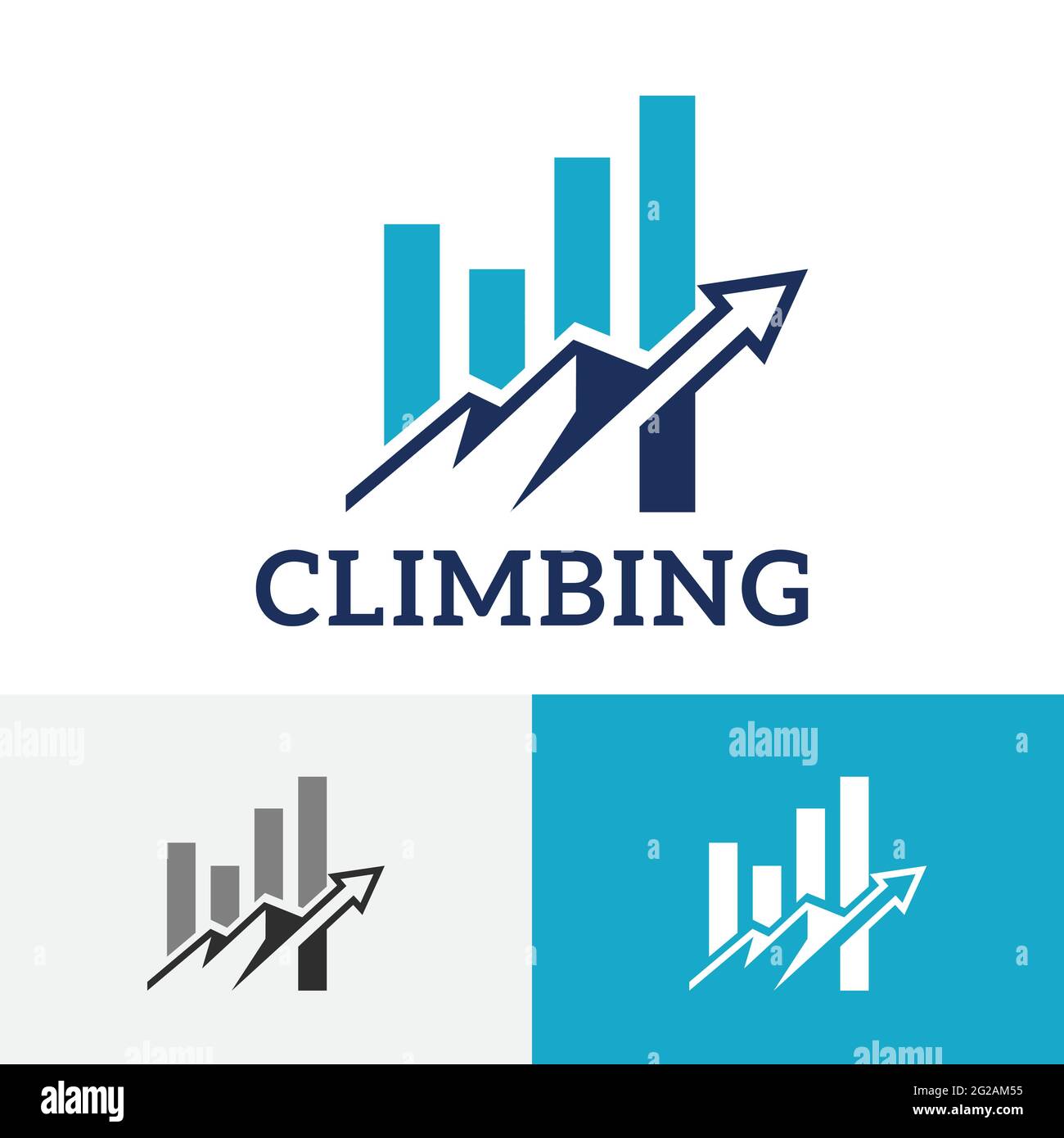 Mountain Climbing Investing Business Financial Bar Chart Logo Stock Vector