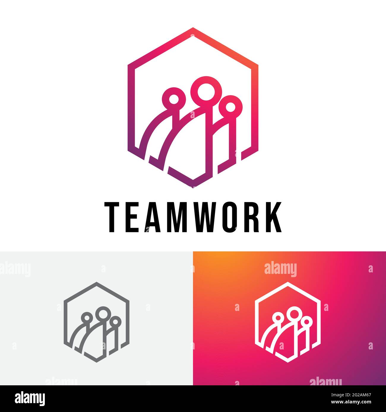 Hexagon Team Work Teamwork Leader Office Group Logo Stock Vector