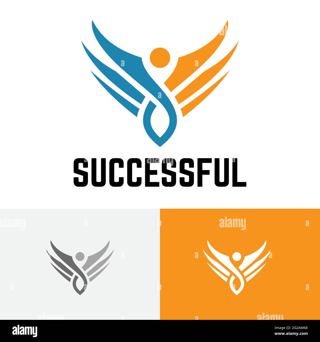 Successful Work Business Freedom Bird Wings Logo Stock Vector